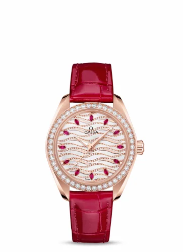 Omega Seamaster Aqua Terra 150M Master Chronometer 34 Sedna Gold / Diamond / Wave Ruby / Alligator 220.58.34.20.99.004 (22058342099004)